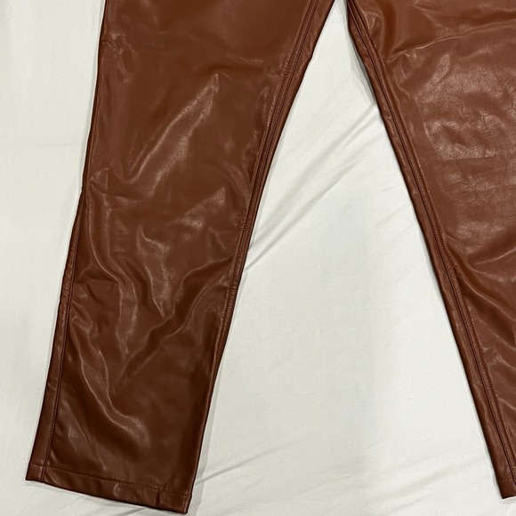 Abercrombie & Fitch 90s Sz 12 Brown Faux Leather Ultra High Rise NWT Pants - Picture 4 of 8